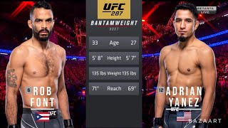 ROB FONT VS ADRIAN YANEZ FULL FIGHT UFC 287 [upl. by Champagne332]