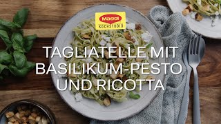 Tagliatelle mit Basilikum Pesto und Ricotta [upl. by Humo]