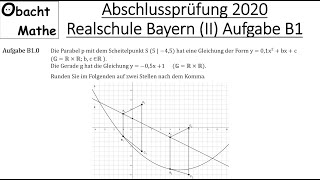 Abschlussprüfung Mathe 2020 Realschule Bayern Gruppe 23 Aufgabe B1 vorgerechnet  ObachtMathe [upl. by Nolak729]