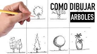 Como dibujar ARBOLES a MANO ALZADA  METODO FACIL [upl. by Anivek]