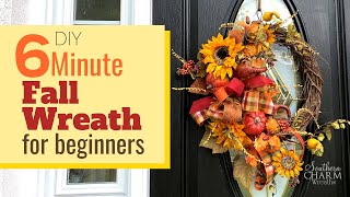 DIY How to Make a 6 Minute Fall Wreath  Easy DIY Fall Wreath Tutorial [upl. by Silvie]