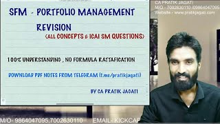 Portfolio Management Revision  All Concepts  ICAI SM Questions  SFM  Pratik Jagati [upl. by Squire]