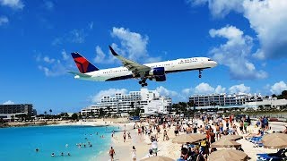 The most extreme beach in the world Maho Beach in Sint Maarten Caribbean [upl. by Flin]