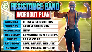 FULL WEEK WORKOUT PLAN AT HOME WITH RESISTANCE BAND  FITBEAST [upl. by Yelyac]