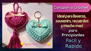 Corazon a Crochet para Recuerdos o Llaveros para Principiantes Facil y Rapido de tejer Souvenirs [upl. by Ayahs369]