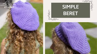 How to Crochet a Beret Easy Hat Pattern Step by Step Tutorial [upl. by Esorylime]