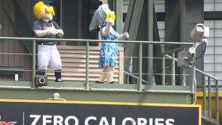 Bernie Brewer and his mother go down the slide [upl. by Freyah]