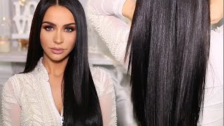 HOW TO SLEEK amp SHINY STRAIGHT HAIR  Carli Bybel [upl. by Refotsirk]