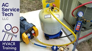 HVAC Refrigerant Recovery Machine Hose Tank amp Tool Setup and Procedure [upl. by Enirehtakyram]