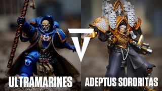 Warhammer 40k Battle Report NEW Adepta Sororitas vs Ultramarines [upl. by Olivann]