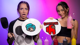 Among Us Pancake Art Challenge  Merrell Twins [upl. by Oshinski]