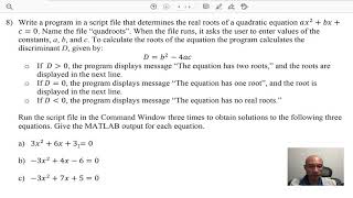 MATLAB  Quadratic Formula [upl. by Nere316]