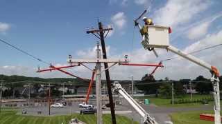 How we change out an electric utility pole [upl. by Ylatfen]