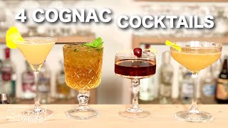 4 COGNAC Cocktails  Cocktail Recipes [upl. by Anahahs]