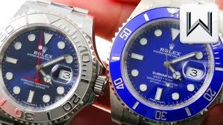 Rolex Submariner vs Rolex Yacht Master 116619LB quotSmurfquot vs 116622 Rolex Watch Comparison [upl. by Natfa]