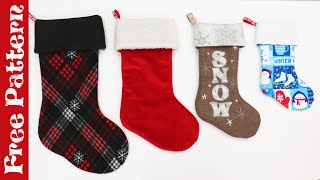 Sew a 15 Minute EASY CHRISTMAS STOCKING  Detailed Instructions  Fully Lined Fold over cuff [upl. by Aihtekal]