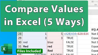 Compare Values in Excel 5 Ways  Beginner to Advanced [upl. by Eugenides130]