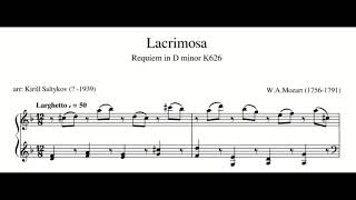 WA Mozart  Lacrimosa Saltykov Piano Sheet music [upl. by Deraj]