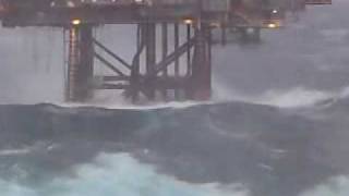 HUGE WAVE HITS DUNBAR OIL RIG NORTH SEA [upl. by Albert865]