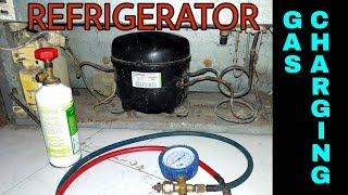 Refrigerator Gas Charging Fridge repair R134a In English [upl. by Ahsiya]