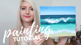 PAINTING TUTORIAL Acrylic Ocean for Beginners  Katie Jobling Art [upl. by Genni]