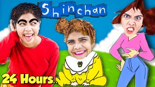 Living like Shinchan in Real Life for 24 hours Funny Challenge😂 [upl. by Ahsele]