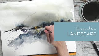 Abstract watercolor landscape painted with Credit card [upl. by Caitrin]