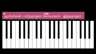 Aayirangal Parthalum Keyboard Chords and Lyrics  E Major Chord [upl. by Annauqal456]