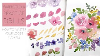 Watercolour DRILLS And Practice Strokes To Help Master Your Loose Florals [upl. by Adnilem957]