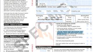 Canada Customs Declaration Card How to Fill Step by Step Full Information [upl. by Yejus708]