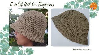 How to crochet Basic Bucket Hat for Beginners ANY SIZE  Easy In depth tutorial with sizing guide [upl. by Enaenaj]