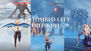 3 Ruin Guards Battle at Entombed City Outskirts  Genshin Impact Dragonspine [upl. by Tayyebeb]