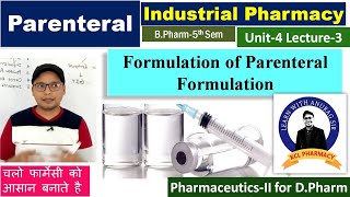 Formulation of Parenteral Preparation  Adjuvants  L3 Unit4  Industrial Pharmacy 5th Sem [upl. by Bayer]