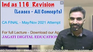 ind as 116 revision  leases  ca final [upl. by Platto]