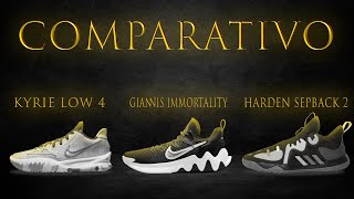 COMPARATIVO Nike Giannis Immortality Nike KYRIE LOW 4 e Adidas HARDEN STEPBACK 2 [upl. by Trudi]