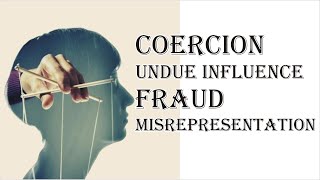 Coercion Undue Influence Fraud Misrepresentation  Indian Contract Act 1872  Law Guru [upl. by Okeim]