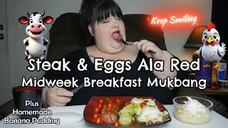 Steak amp Eggs Ala Red Midweek Breakfast Mukbang [upl. by Hosbein]