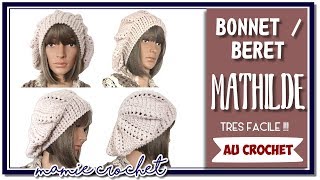 Comment faire un béret  bonnet pour femme au crochet tuto  pas à pas  debutantes [upl. by Harret]