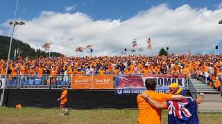 F1 GP austria 2018 Dutch fans go nuts on the stand max verstappen links naar rechts [upl. by Robinette]