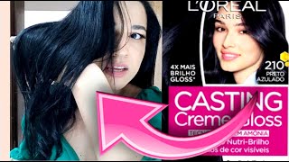 CABELO PRETO AZULADO SEM AMÔNIA TONALIZANTE CASTING CREME GLOSS 210 [upl. by Fancy309]