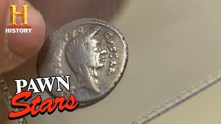 Pawn Stars Julius Caesar Silver Roman Coin  History [upl. by Aeet645]