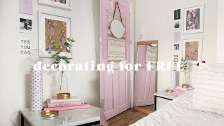 Decorating a room for FREE 🏡 Bedroom makeover on a budget 2019 [upl. by Channing255]