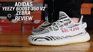 ADIDAS YEEZY 350 V2 ZEBRA REVIEW [upl. by Borden318]