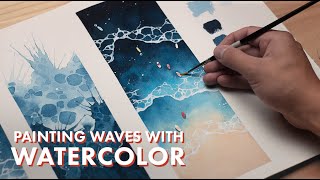 WATERCOLOR TUTORIAL  How to Paint Waves [upl. by Ewens]