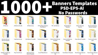 1000 Multipurpose Banners Templates Download In PSD EPS AI Files English Photoshop Tutorial [upl. by Grae]