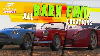 Forza Horizon 4  All BARN FIND Locations Before amp After  Possible Future Barn Finds [upl. by Nosae]