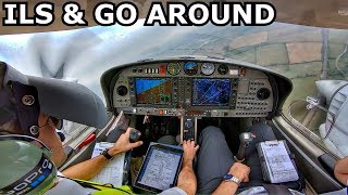 DA42 ILS Approach amp Go Around at Oxford  C17 TRAFFIC AVOIDANCE  GoPro 7 Black Cockpit View [upl. by Esorylime]