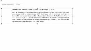 Classical Mechanics Solutions 26 Using Taylor Series Approximate [upl. by Zerep]