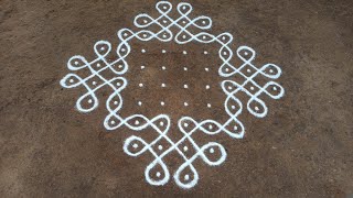 10 x 2 dots Kambi kolam  sikku Kalam  beginners kolam designs  SathyaSelva Arts [upl. by Emil]