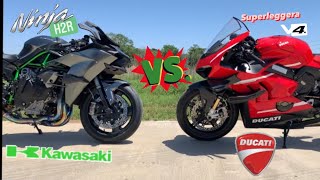 Ducati V4 Superleggera vs Kawasaki ninja H2R  Roll race 60 to  YES this is an H2R 🤯 [upl. by Ahsinned]